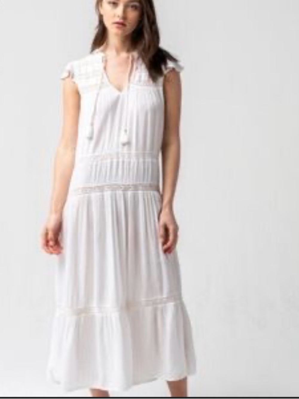 Rip Curl White Maxi Dress with Tassels